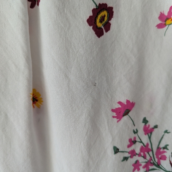 GAP White Pink Floral Blouse Lightweight Long Sleeves Split-Neck Top Size S - Picture 11 of 11